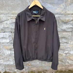 Vtg Polo Ralph Lauren Harrington Bomber Jacket Mens Size XXL Black Lined Preppy